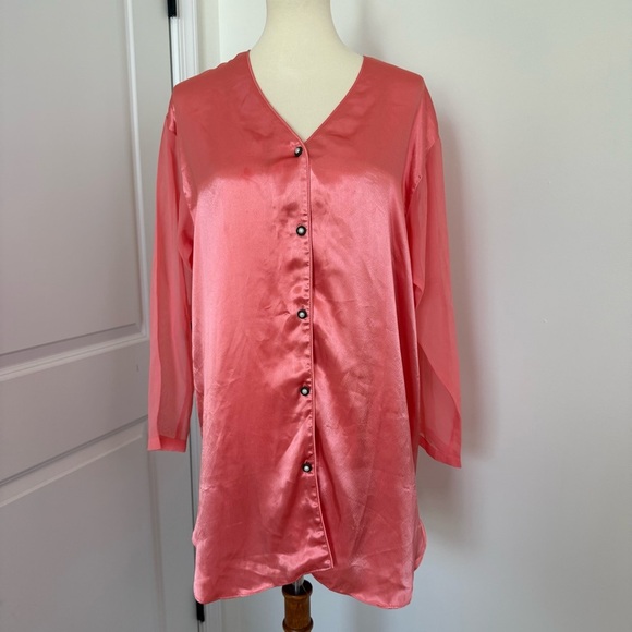 Vintage Gold Label Victoria's Secret Peach Night Over Shirt Gown Size P/S - Picture 1 of 7